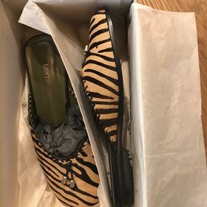 Ann Taylor zebra print hair calf slides, 7.5 M